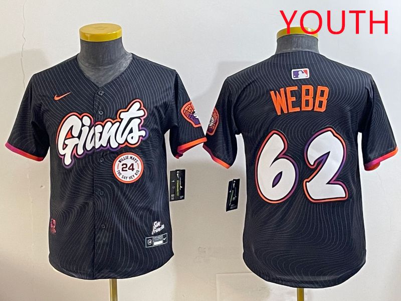 Youth San Francisco Giants #62 Webb Black Joint Name 2025 Nike MLB Jersey style 11